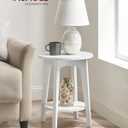 VASAGLE MAEZO Collection - Side Table, 2-Tier Small Round End Table, Nightstand with Tapered Legs, Curved Transitions, for Small Spaces, Living Room, Bedroom, Cloud White ULET283T14 | Lower Shelf, Small Spaces, Living Room, Bedroom