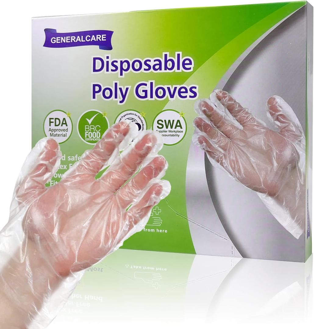 120-Count Clear Disposable PE Gloves - Unisex One Size Fits Most, Durable & Odor-Free - for Gardening, Kitchen, Food Handling, Cleaning