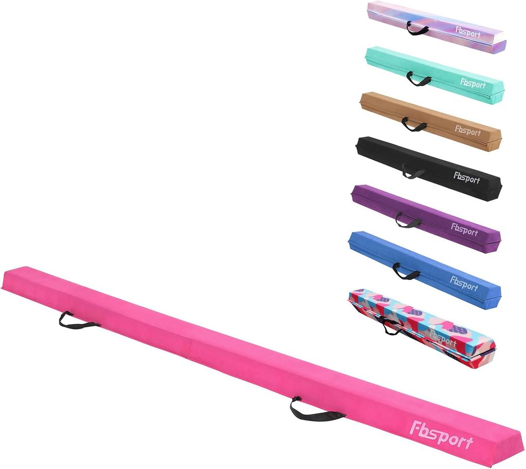 FBSPORT 8ft Balance Beam: Folding Floor Gymnastics Equipment for Kids Adults,Non Slip Rubber Base, Gymnastics Beam for Training, Practice, Physical Therapy and Professional Home Training