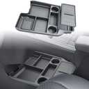 for with 2021-2026 Toyota Sienna Center Console Organizer with Cup Holder, Lower Storage Box Accessories (TPE Material with Original car Wood Grain, Grey)