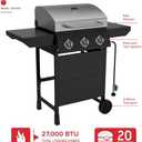 Nexgrill 3-Burner Propane Gas Grill with Side Tables, 27,000BTUs, Stainless Steel Lid, Spacious 429 SQ. In. Cooking Space, BBQ Grill for Outdoor Cooking, Patios, Parties, and More - 720-1012