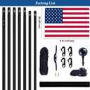 NQ 20FT Flag Pole in Ground for Outside House, 14-Guage Aluminum Flag Pole Kit, Heavy Duty Sectional Flagpole for Outdoor with 3x5FT Flag (Black)