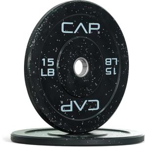 CAP Barbell Rubber Olympic Bumper Plate | Multiple Options/Colors, 15 Lb, 2Pcs