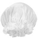 Moonsix Women's Natural Silk Night Cap Satin Sleep Caps Elastic Head Cover Bonnet for Hair Care,Elastic,White