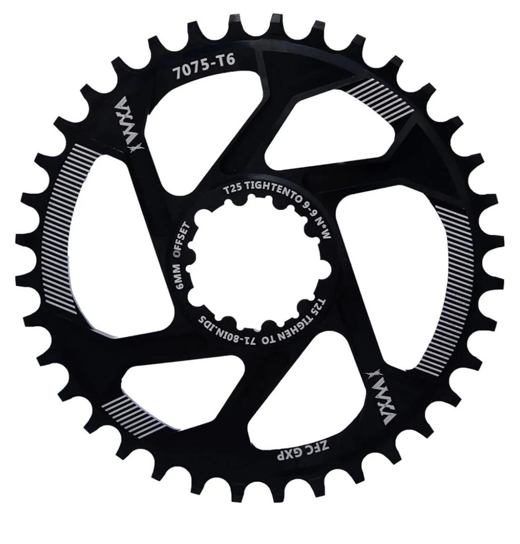 YBEKI Narrow-Wide Chainring 30T-38T - CNC 7075-T6 Aluminum MTB Chainwheel for SRAM GXP/XX1/X01 (3mm/6mm Offset) | Eagle Tooth Design | Ultra-Light 60-80g | Hard Anodized Black