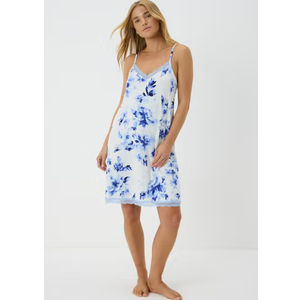 Avidlove Chemise Lingerie for Women Slip Dress Sexy V Neck Nightgown Casual Tan Dress (Blue Flower, L)