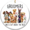 3 x 2025 Christmas Ornament - Best Dog Groomer Ceramic Orament & Thank You Appreciation - Perfect Stocking Stuffer, Retirement, or Grooming Salon Gift