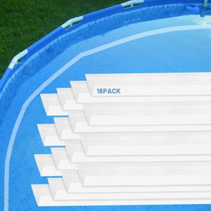 48-Inch Peel and Stick Pool Cove Foam for Above Ground Pools, 16-Pack High-Density Waterproof Foam Cove Strips, Pool Liner Guard Base Support System, Covers 64 ft, White