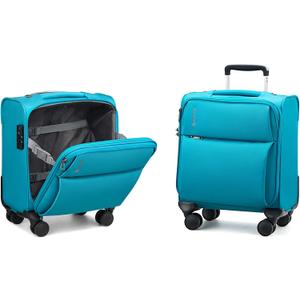 Hanke Underseat Carry On Luggage with Wheels, Small Suitcase, Rolling Bag 16 Inch Underseat, Caribbean Blue