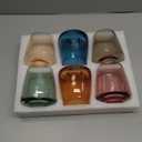 Stemless Wine Glasses Set of 6 - Hand Blown Colored Short Wine Tumblers Colorful Lead-Free Non-Fading Party Stemless Wine Glasses Set, Unique Gift for Wedding, New Year Gifts