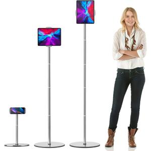 OATSBASF Heavy-Duty Tablet Floor Stand - 66.1" Height-Adjustable, Overhead Bed Phone/Tablet Holder, Fits 4.7-12.9" iPad Pro/Air/Mini, Kindle & Cell Phones