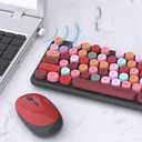UBOTIE Colorful Computer Wireless Keyboard Mouse Combos, Typewriter Flexible Keys Office Full-Sized Keyboard, 2.4GHz Dropout-Free Connection and Optical Mouse (Black-Colorful)