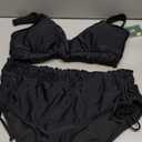 Blooming Jelly Womens Bikini Sets Push Up Two Piece Swimsuit Mesh Modest Bathing Suits Mid Rise Bottom (Large, Black)