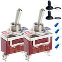 Waterproof Toggle Switch 12V 30A SPST 2-Pin ON/Off Marine Switch with Boot for Heavy Duty Toggle Switch Auto Car Boat Truck-2pack