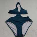 ELESOL Women's One Piece Swimsuits Tummy Control O Ring Cutout High Waisted Bathing Suit Tie Back Swimwear L