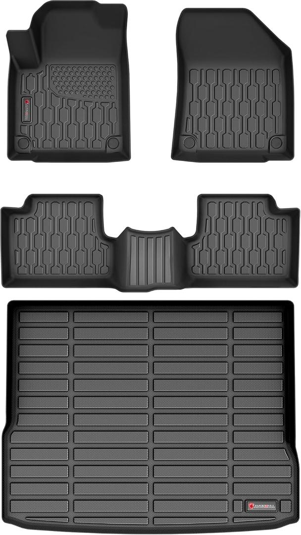 Floor Mats & Cargo Liner Compatible with 2019-2023 Jeep Cherokee (Not for Grand Cherokee) Cargo Mat, Full Set All Weather Protection 1st, 2nd Row Car Liners & Trunk Mat, Black