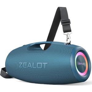 ZEALOT Bluetooth Speaker 120W Portable Wireless Outdoor Speaker with Subwoofer, IP67 Waterproof, EQ, LED Light, BT 5.3, 40H Playtime S78 Loud Bass, Large for Camping Beach Party Gifts(Blue)