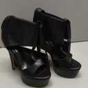 FancyQueen Platform Knee High Sandals for Women, Gladiator Open Toe Summer Booties Black Heels Sandal Boots, Sexy Style Casual for Party (9)