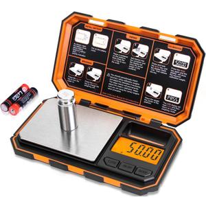 Fuzion Digital Pocket Scale, 200g x 0.01g, 6 Units Conversion Mini Scale with LCD Display, Tare Function for Food, Jewelry, Medicine, Coffee (Battery Included) (Orange)