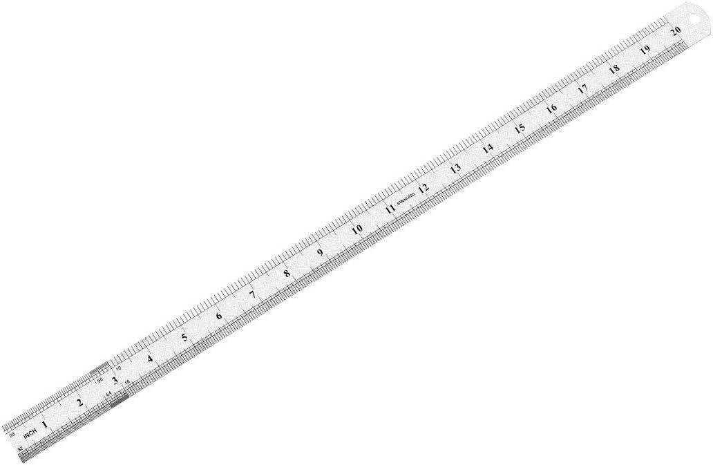 uxcell Straight Ruler 50cm 20 Inch Metric Stainless Steel Measuring Rulers Tool 0.7mm Thickness with Inch & Centimeters Precision Drawing Ruler