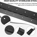 2 Pack Heavy Duty Piano Hinge 48 Inch x 2 Inch Width, 0.047'' Thick Stainless Steel Black Continuous Hinge for Cabinet, Door, Toolbox, Wooden Box, Metal Plate, Furniture, Industrial Project