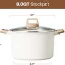 CAROTE 8 Qt Nonstick Stock Pot with Lid Soup Pot, 8 Quart Casserole with Lid, Easy to Clean Non Stick Cooking Pot Cookware PFOA Free, White Granite