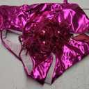 Rave Outfits for Women - Festival Metallic Holographic Bandeau Top Sequin Tassels Skirt 3 Pcs Sexy Bikini Set Large