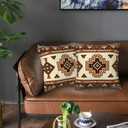Western Aztec Throw Pillow Covers 16x16 Set of 2, Southwest Native American Brown Pillow Covers Outdoor Decorative Pillow Case for Couch Bed Sofa Cushion Home Decor