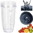 [ New Model] Replacement blender Blade and 24oz Cup Accessories, Only Compatible with Nutri Ninja SS150,SS151,SS300, SS350,SS351, CO351B, SS100, SS101, CO101B,SS400,SS401, 24oz cup and blade No lid