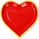 JarThenaAMCS 40Pcs Valentine's Paper Plate Gold Foil Heart Disposable Dessert Plate Red Dinnerware Plate for Wedding Anniversary Party Supplies, 7.3 In