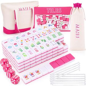 1.2'' American Mahjong Set 160 Mahjong Tiles, Botanical Style, Rose, 1.2 x 0.9 x 0.5 inches