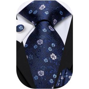 Dubulle Mens Tie Set Solid Paisley Silk Striped Necktie for Men with Cufflinks Tie and Pocket Square