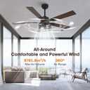 52" Farmhouse Ceiling Fan with Light and Remote, Outdoor Ceiling Fan Dual Finish 5 Blades 6-Speed Quiet and Reversible DC Motor, Ceiling Fans with Light for Bedroom Living Room and Patio