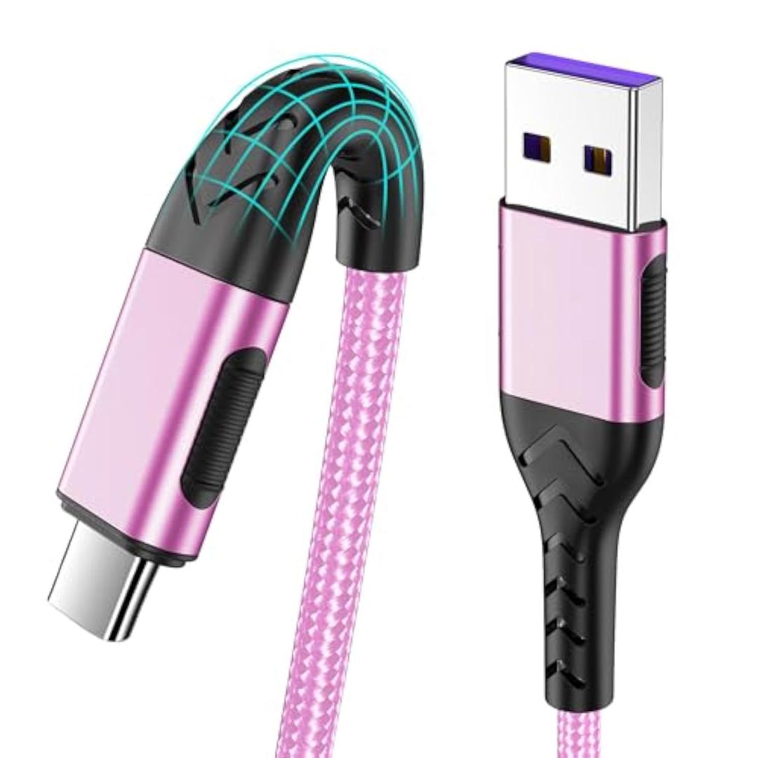 Durcord USB C Cable,2Pack 10ft Fast USB Type C Charging Cable for Android/Phone/Pad/Laptop, Type C Charger Braided USB Cable Compatible with iPhone 15 Pro/Plus/Max/Android/Phone/Pad Rose Gold (Pink)
