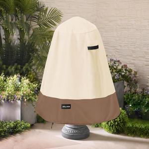 Outdoor Fountain Cover D 32"x H 38",600D Waterproof Heavy Duty Outdoor Fountain Covers,Garden Fountain Statue Protective Cover,Beige& Brown