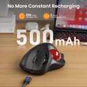 SABLUTE MAM2 Wireless Trackball Mouse, Rechargeable Ergonomic Mouse with Thumb Control for 3 Devices (Bluetooth and USB), 5-Level DPI, Silent Click, Compatible PC Laptop Mac iPad, Easy Clean, Red Ball