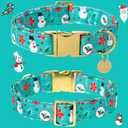 Christmas Dog Collar, Cotton Christmas Collar for Puppy Girl Dog or Cat, Green Dog Collar Flower with Durable Metal Buckle, Christmas Snowman Gift Pet Collar, L