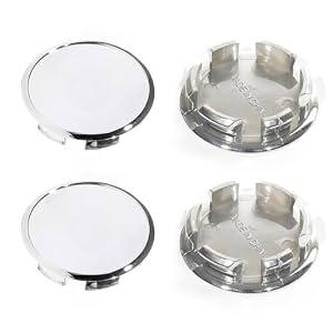 Rheedal 4Pcs 56.5mm(2.22inch) Push Through Center Caps Replacement Plug for EZ Lube Open End Plus Plug Center Caps, (Chrome OD 56.5mm, ID 47.4mm)