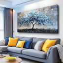 MHARTK66 Canvas Wall Art For Living Room Farmhouse Wall Decor For Bedroom Office Decorations Gray Wall Paintings Blue Tree Landscape Pictures Artwork Ready to Hang for Home Decor art 40"X20"