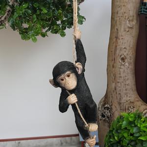 The Enchanted Garden Hanging Monkey on Rope Statue Outdoor Animal Ornaments Home Decor Gardening Gifts