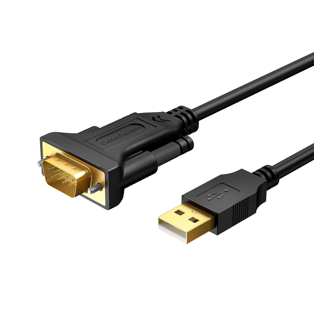 CableCreation USB to RS232 Adapter with PL2303 Chip (3-Pack), 3 Feet Gold Plated DB9 Male Serial Converter Cable for Windows 11,10, 8.1, 8,7, Linux, macOS, Black