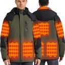 Heated Jackets for Men with 18400mAh 12V Battery Pack Included, Mens Heated Jacket with Fur Lining (XX-Large, Army Green)