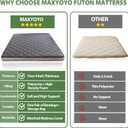 MAXYOYO Japanese Floor Futon Mattress King Size, Floor Ftuon for Adults, Roll Up Folding Mattress, Diamond Patterned Japanese Futon, Dark Grey