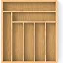 Bamboo Silverware Organizer Drawer Tray, 7-Compartment Utensil Drawer Organizer for Kitchen & Office, Flatware Holder for Forks, Spoons, Cutlery