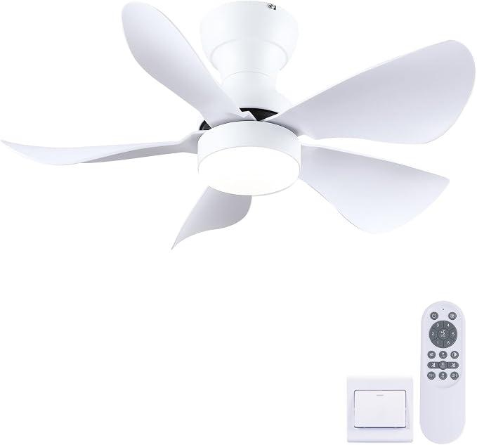 Kviflon 30 In White Small Ceiling Fan with Light Remote Control Reversible
Low Profile Flush Mount,Small Ceiling Fans,5 Curved Blades,3 CCT Dimmable LED Lights,6 Speeds for Dinning Room Bedroom