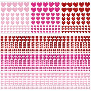 ReliThick 3480 Pcs Heart Stickers Glitter Gradient Self Adhesive Decals | 3 Sizes Included, Gradient Foil Design, For Thanksgiving Wedding Gift Wrap Envelopes Greeting Cards Scrapbooking Craft