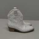 DREAM PAIRS Girls Cowgirl Cowboy Rhinestone Boots Ankle Low Heel Dress Booties (13 Little Kid, White)