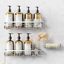 Shower Caddy, 3 Pack Shower Shelves for Inside Bathroom, Rustproof Adhesive Bathroom Organizer with Soap Holder, No Drilling Washroom Organizers and Storage for Tub Room/Kitchen/Home, Silver