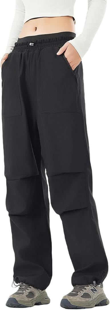 Women Snow Pants Waterproof Skiing Pants Softshell Insulated Fleece Lined Snowboard Pants for Winter Outdoor Hiking (Large, Black)