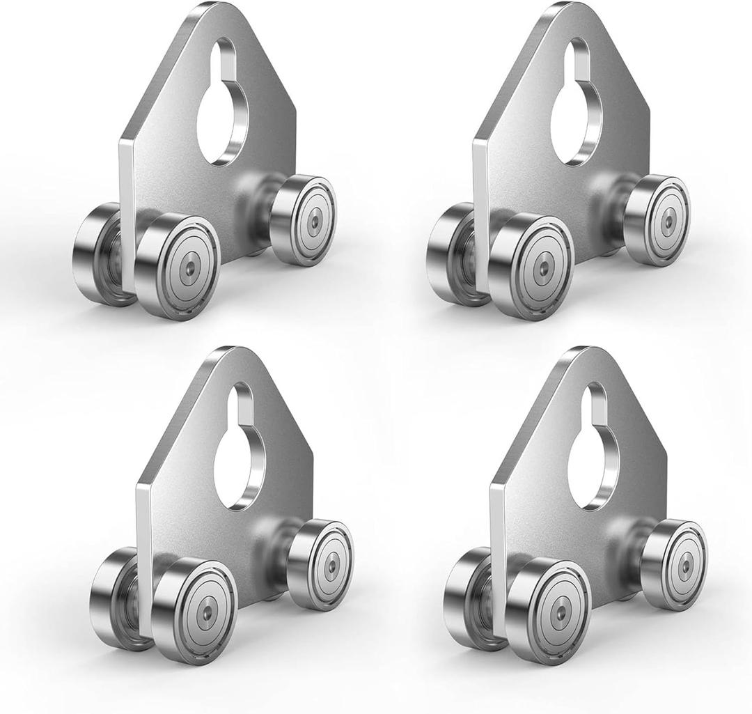 4 Wheel Trolley Assembly Roller Trolley - Use with 1-5/8" Wide and All 1-5/8" or Taller Strut Channel (Silver-4 Pack)